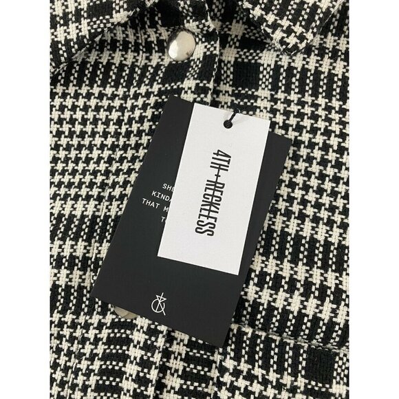 NWT 4th Reckless Women's Tall Oversized Shacket In Mono Plaid - XS - Picture 3 of 12